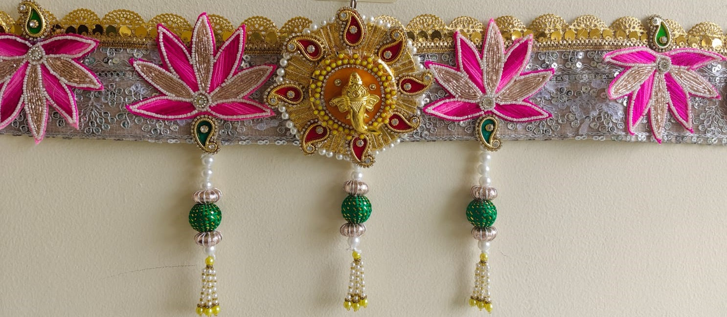 Toran/ Bandhanwar with Golden Ganesh and Shubh-Labh